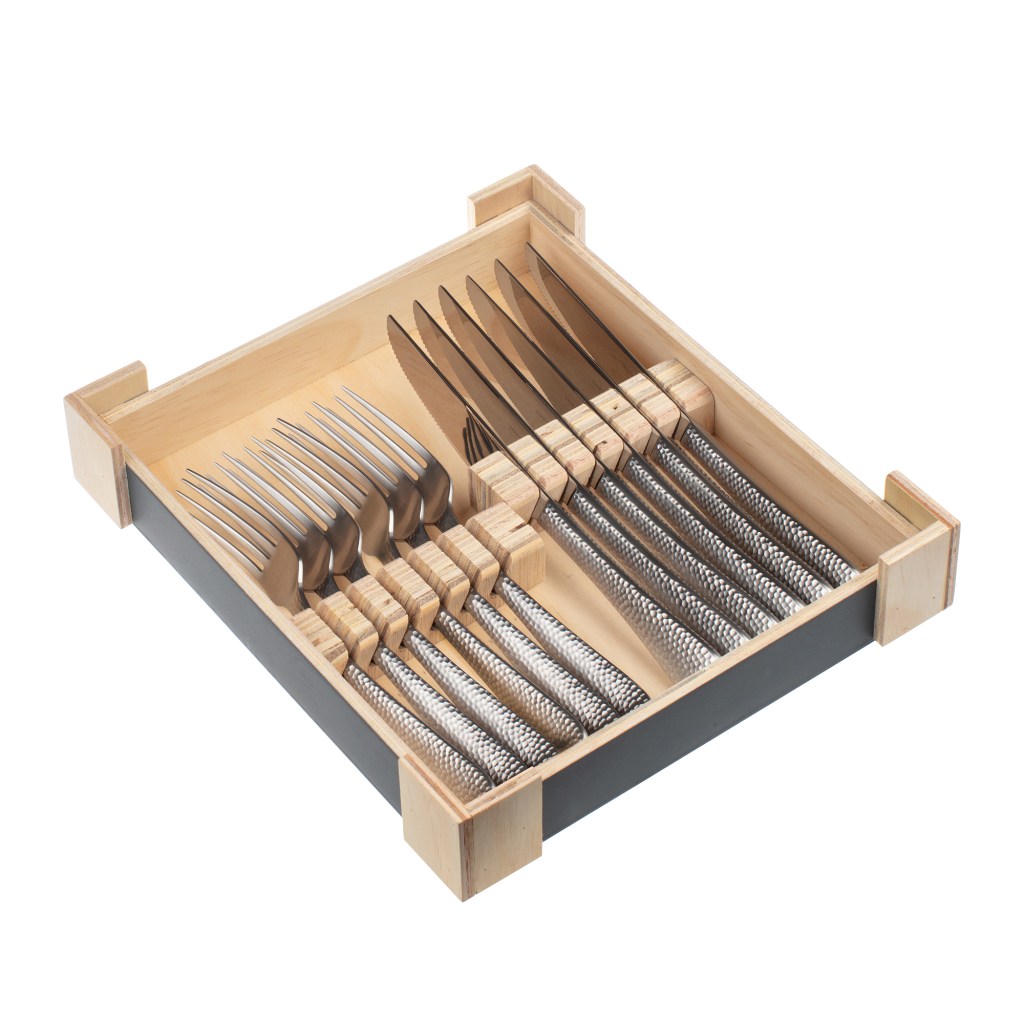 Planish Satin Steak Knife & Fork Set