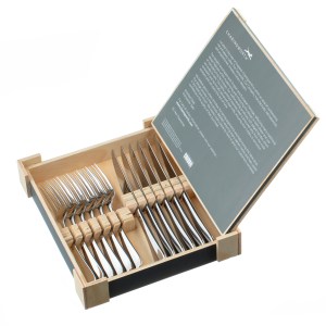 Baguette Mirror Wooden Box Steak Set 12 Piece